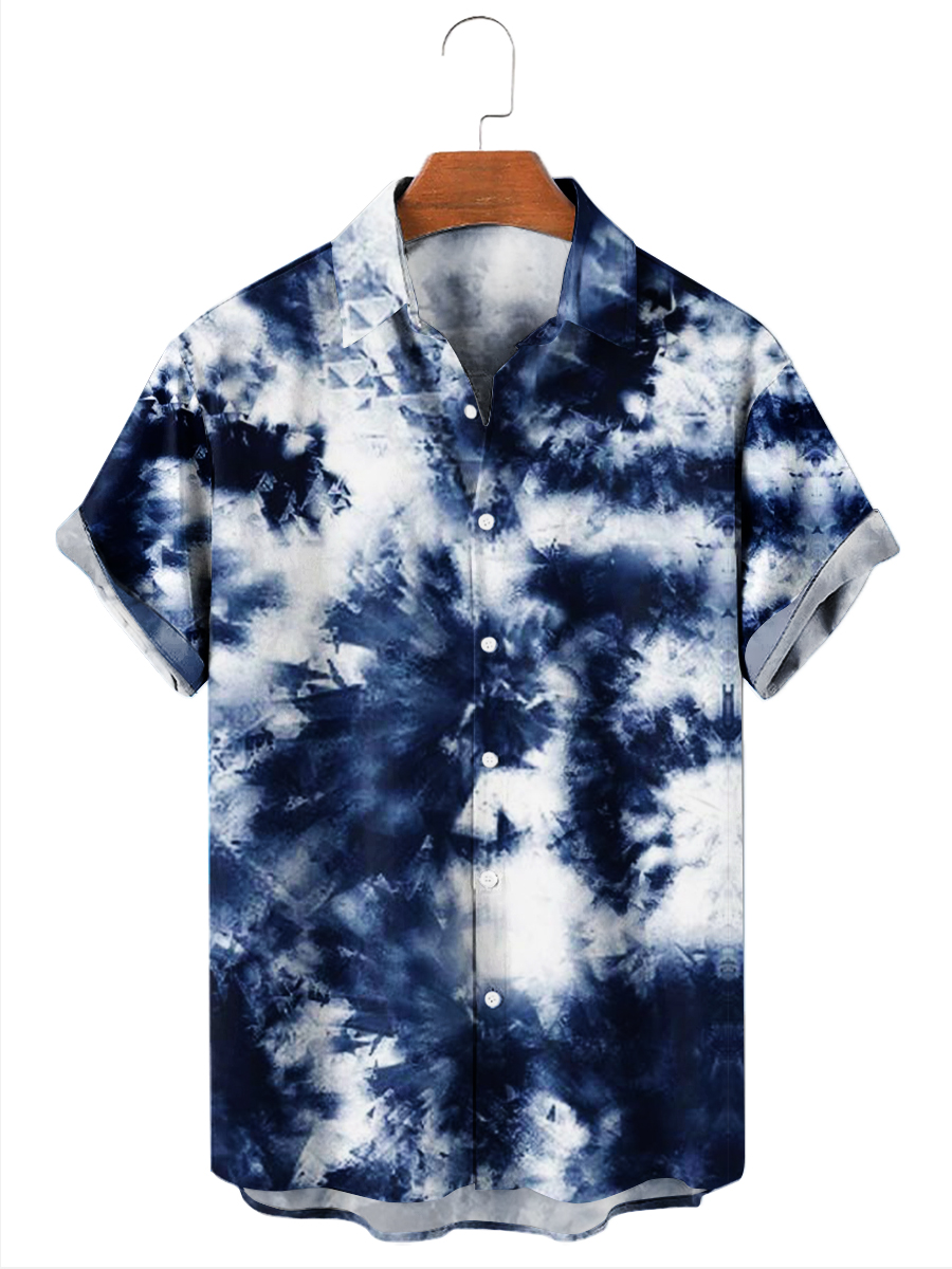 Hawaiian Shirts Tie-dye Print Easy Care Aloha Shirts