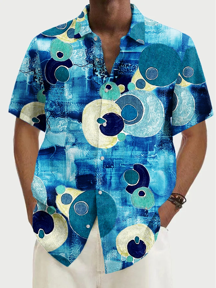 Men's Hawaiian Geometry Colorblock Pattern Aloha Shirts