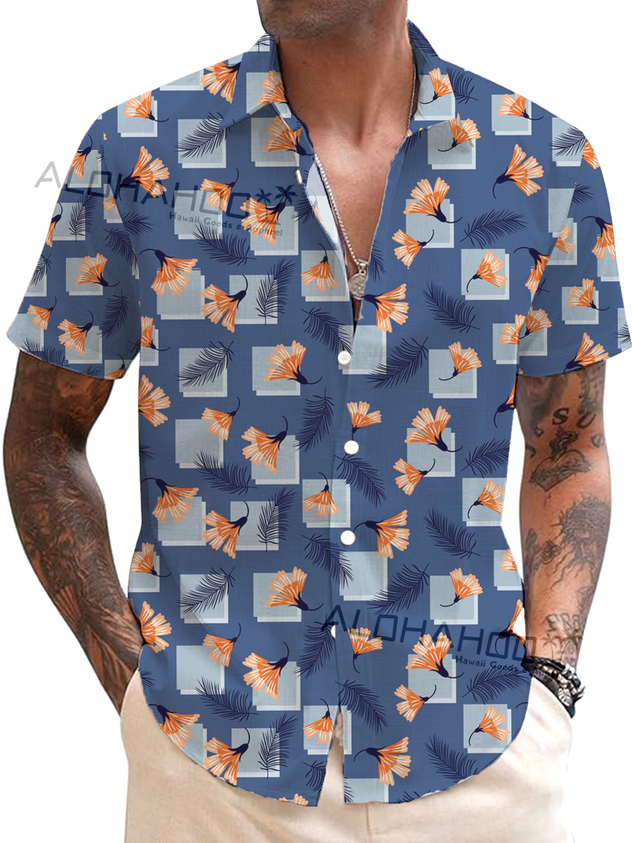 Men's Hawaiian Art Colorblock Floral Pattern Shirts Aloha Shirts