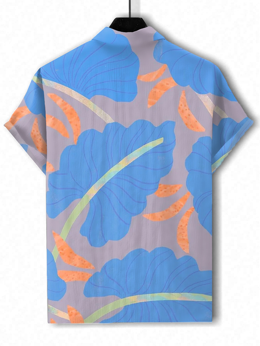 Hawaiian Shirts Leaves Print Easy Care Aloha Shirts