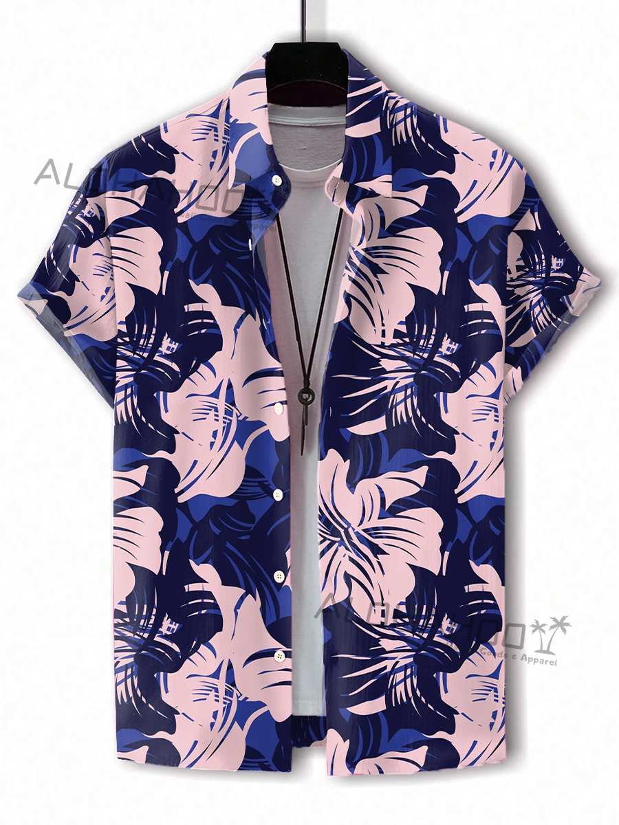 Men's Hawaiian Shirts Floral Pattern Loose Short-Sleeved Shirt