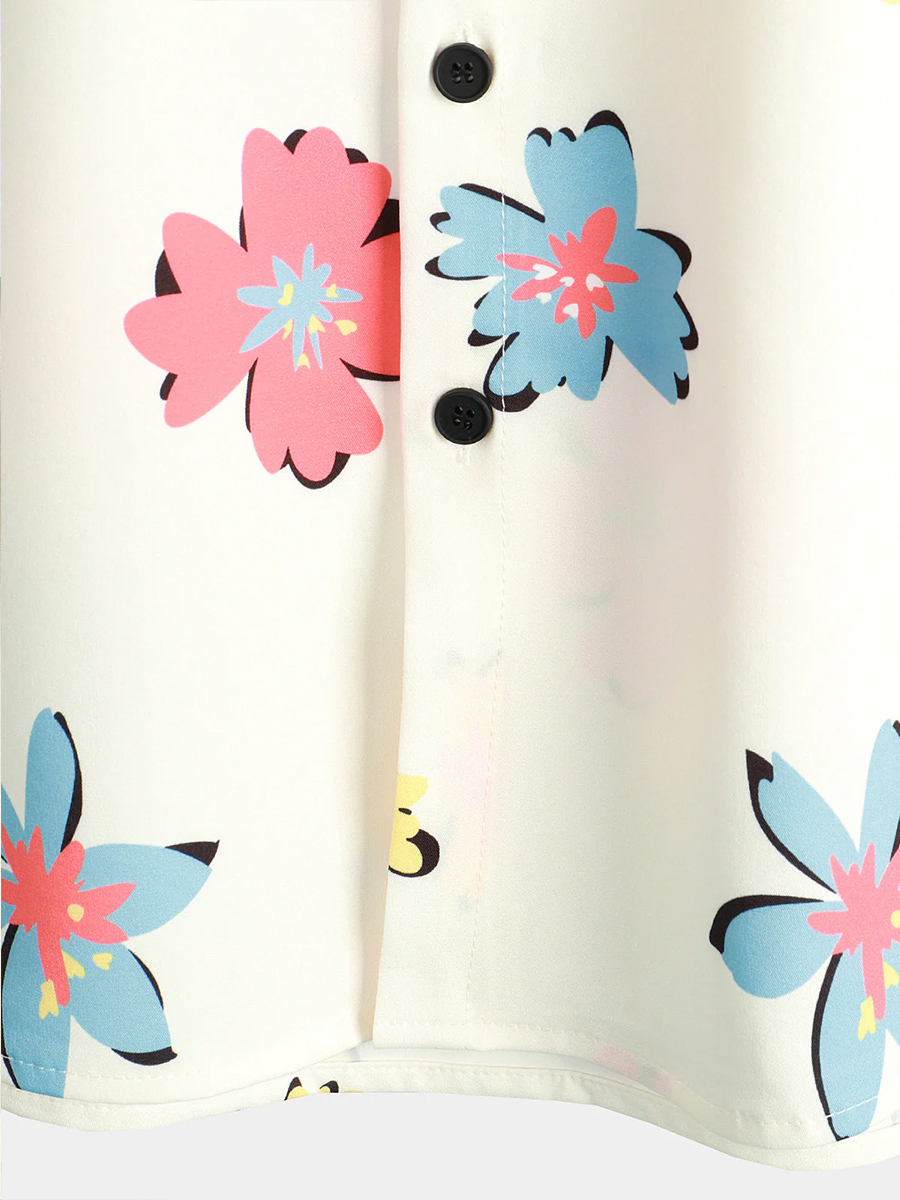 Men's Hawaiian Shirt Flowers Colorblock Button Down Shirt