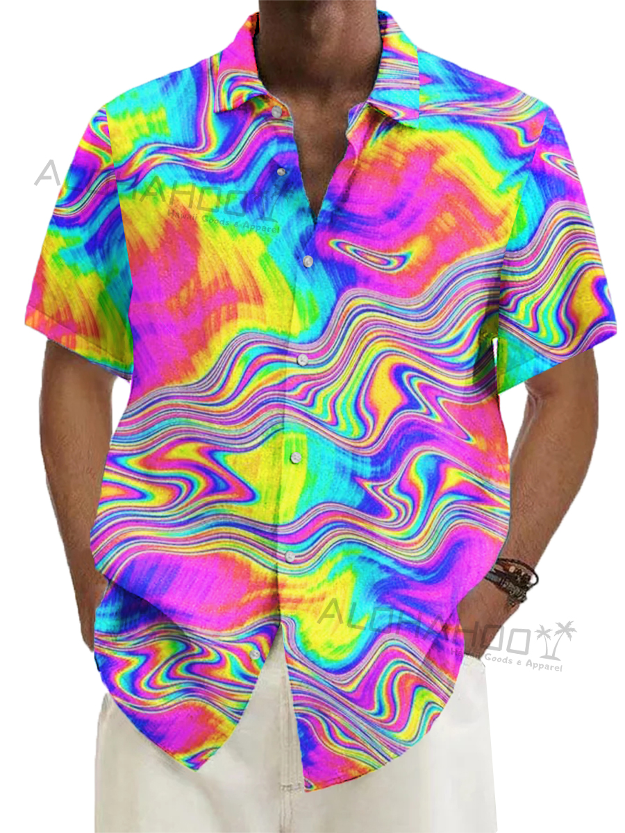 Men's Hawaiian Rainbow Laser Gradient Shirts Aloha Shirts