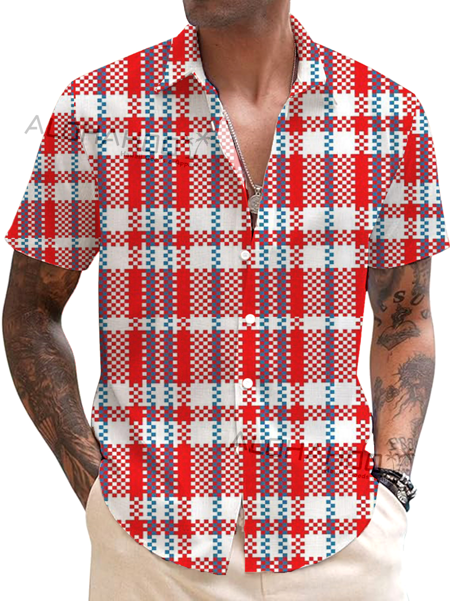 Men's Hawaiian Retro Plaid Pattern Shirts Aloha Shirts