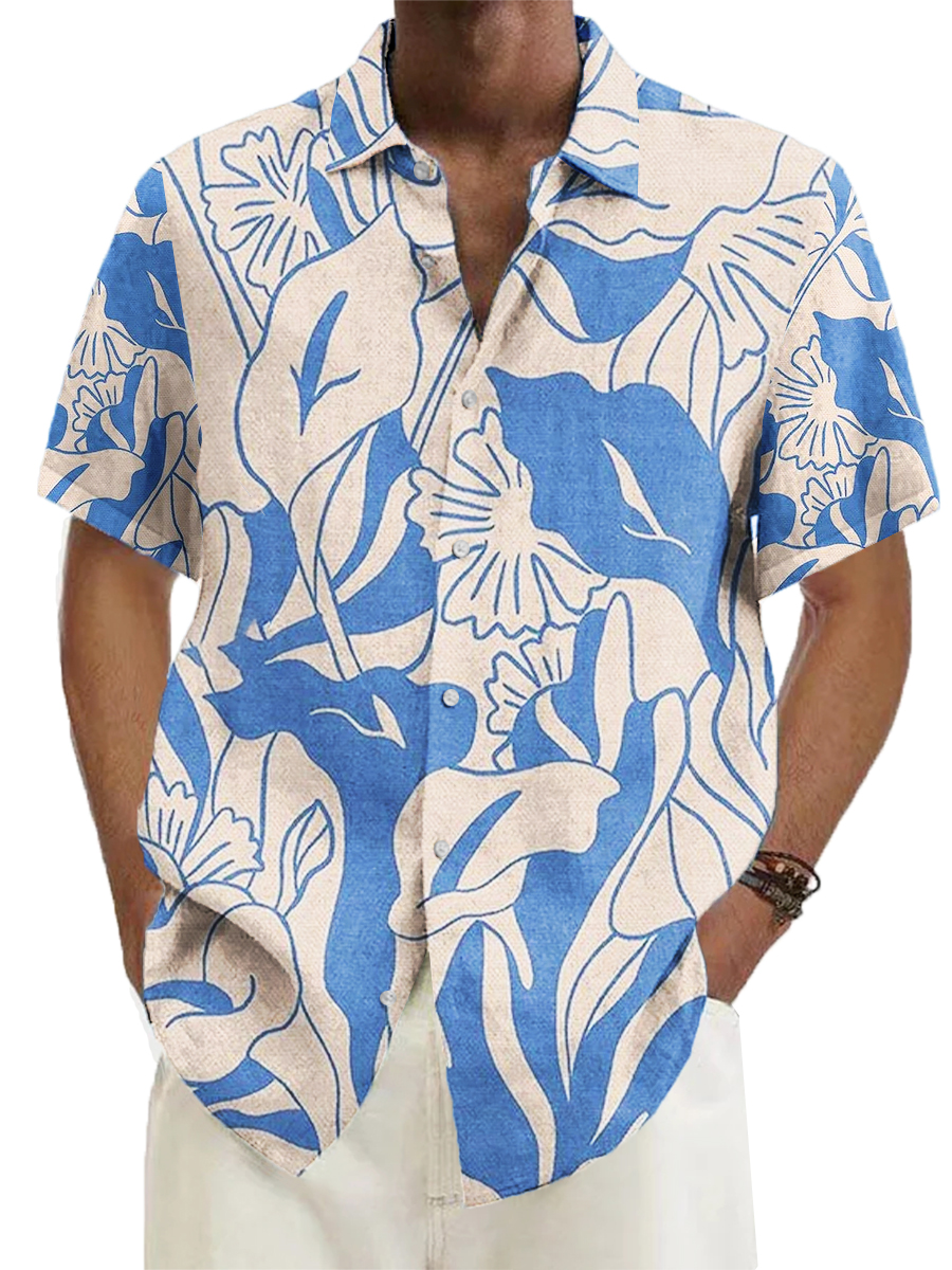 Men's Hawaiian Shirts Plant Pattern Aloha Shirts