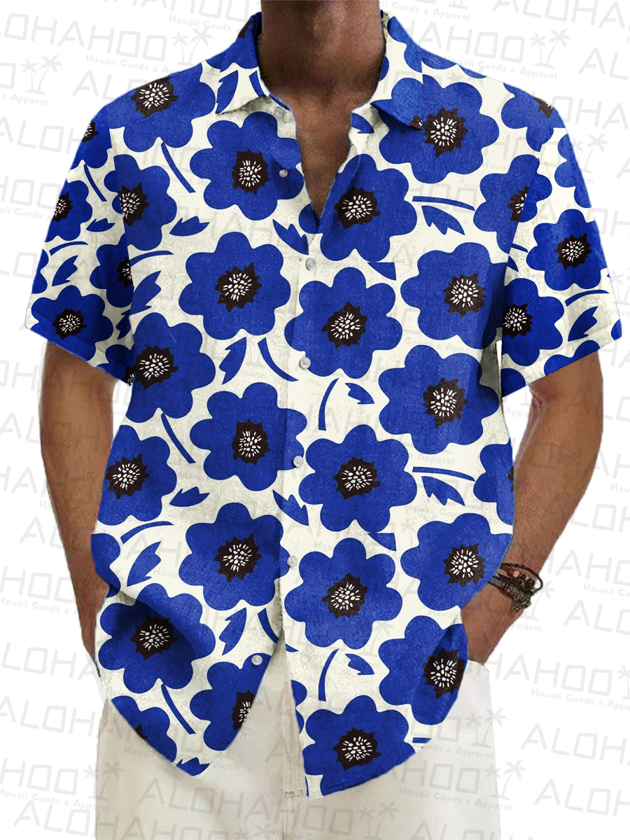 Poppy Flower Short-Sleeved Hawaiian Shirt