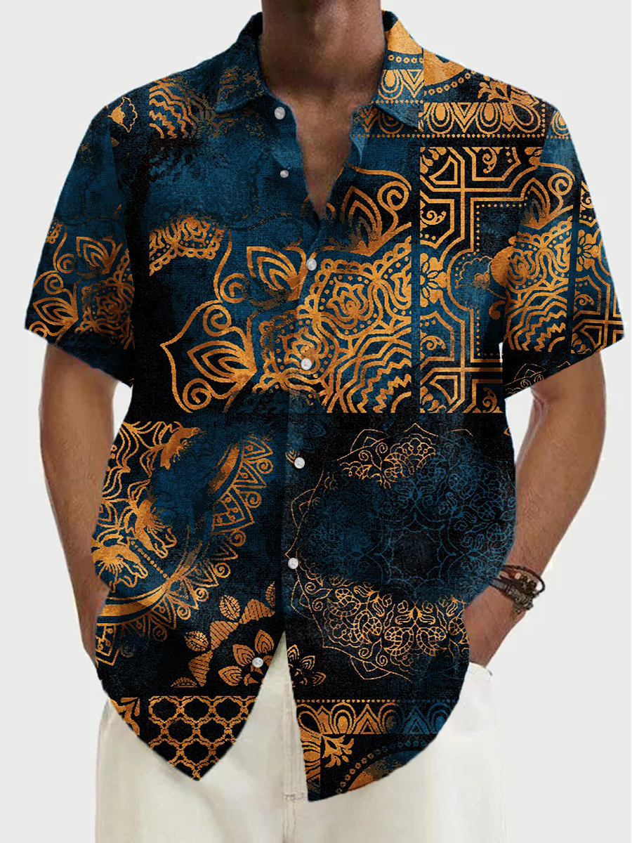 Men's Hawaiian Shirt Vintage Art Plus Size Shirts