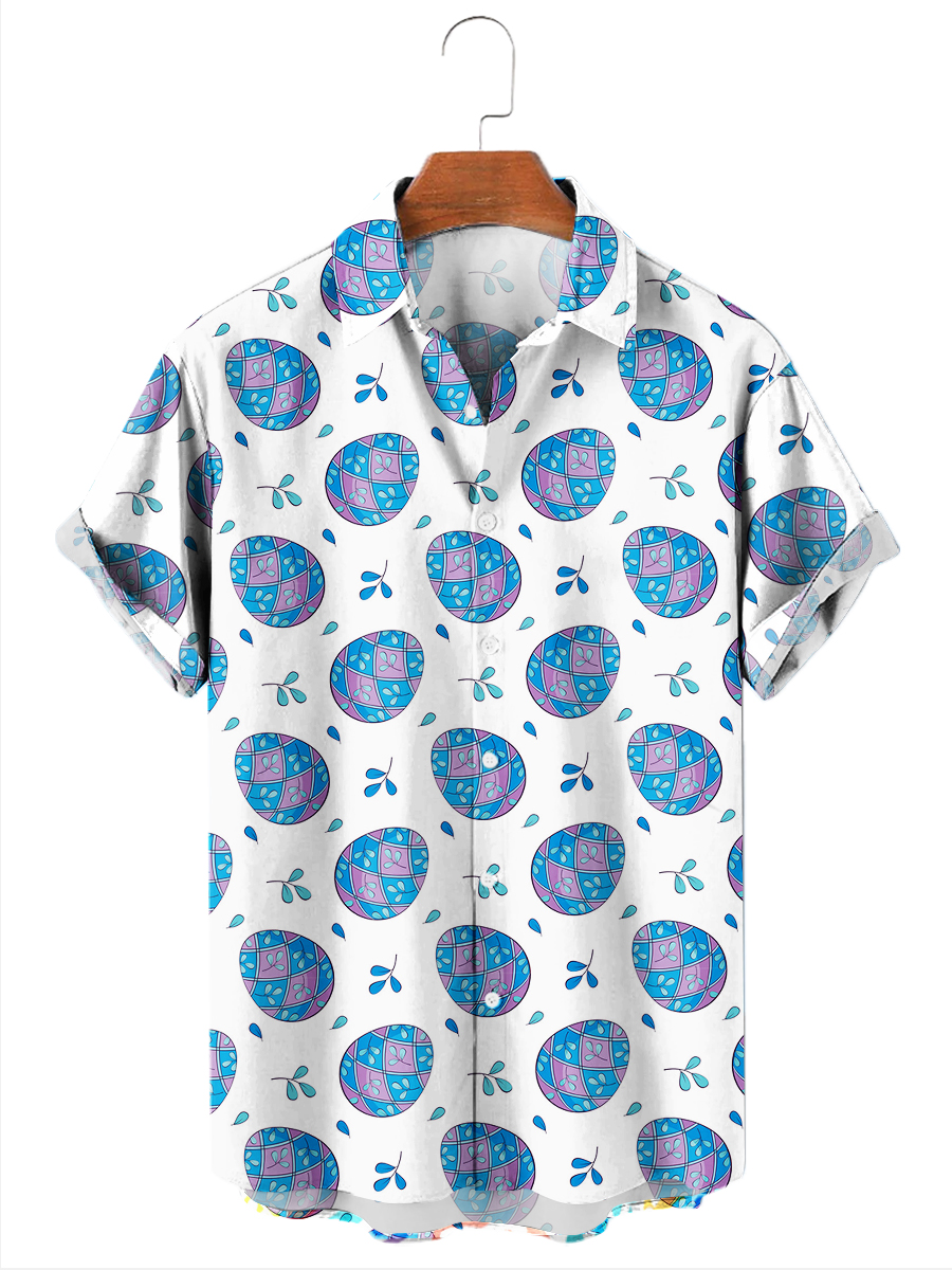 Men's Hawaiian Shirts Easter Egg Print  Aloha Shirt
