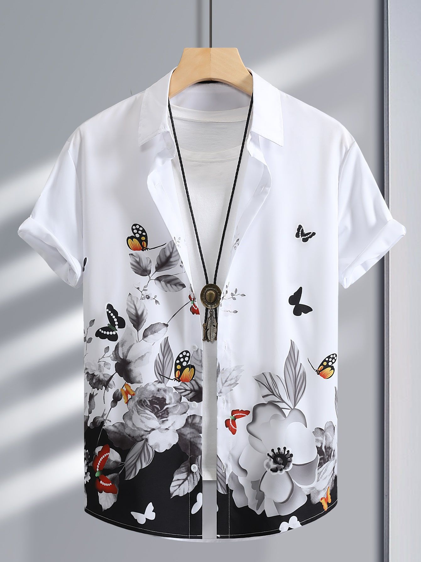 Men's Hawaiian Shirts Flower Print Short Sleeve Shirt
