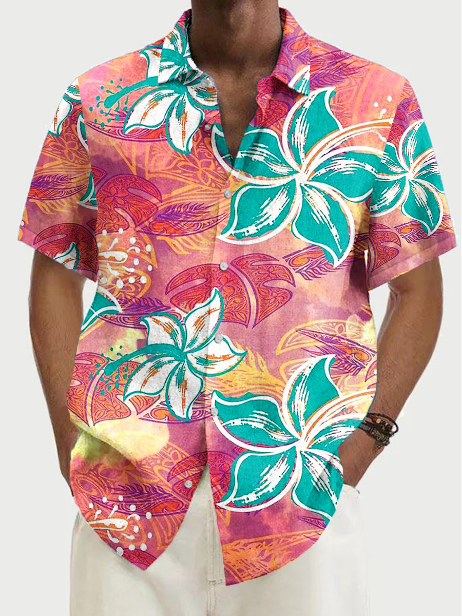 Men's Hawaiian Shirt Hawaii Leaves Art Plus Size Shirts