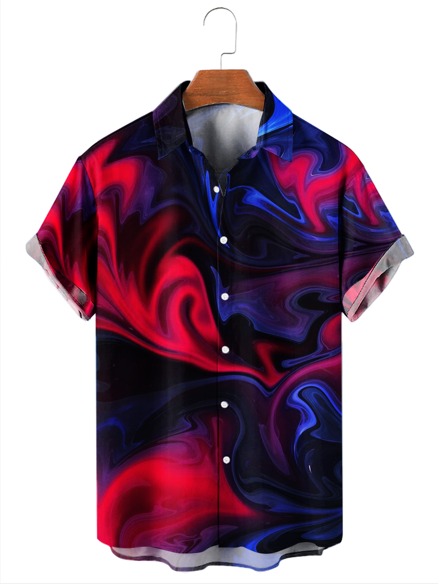 Hawaiian Shirts Laser Gradient Print Easy Care Aloha Shirts
