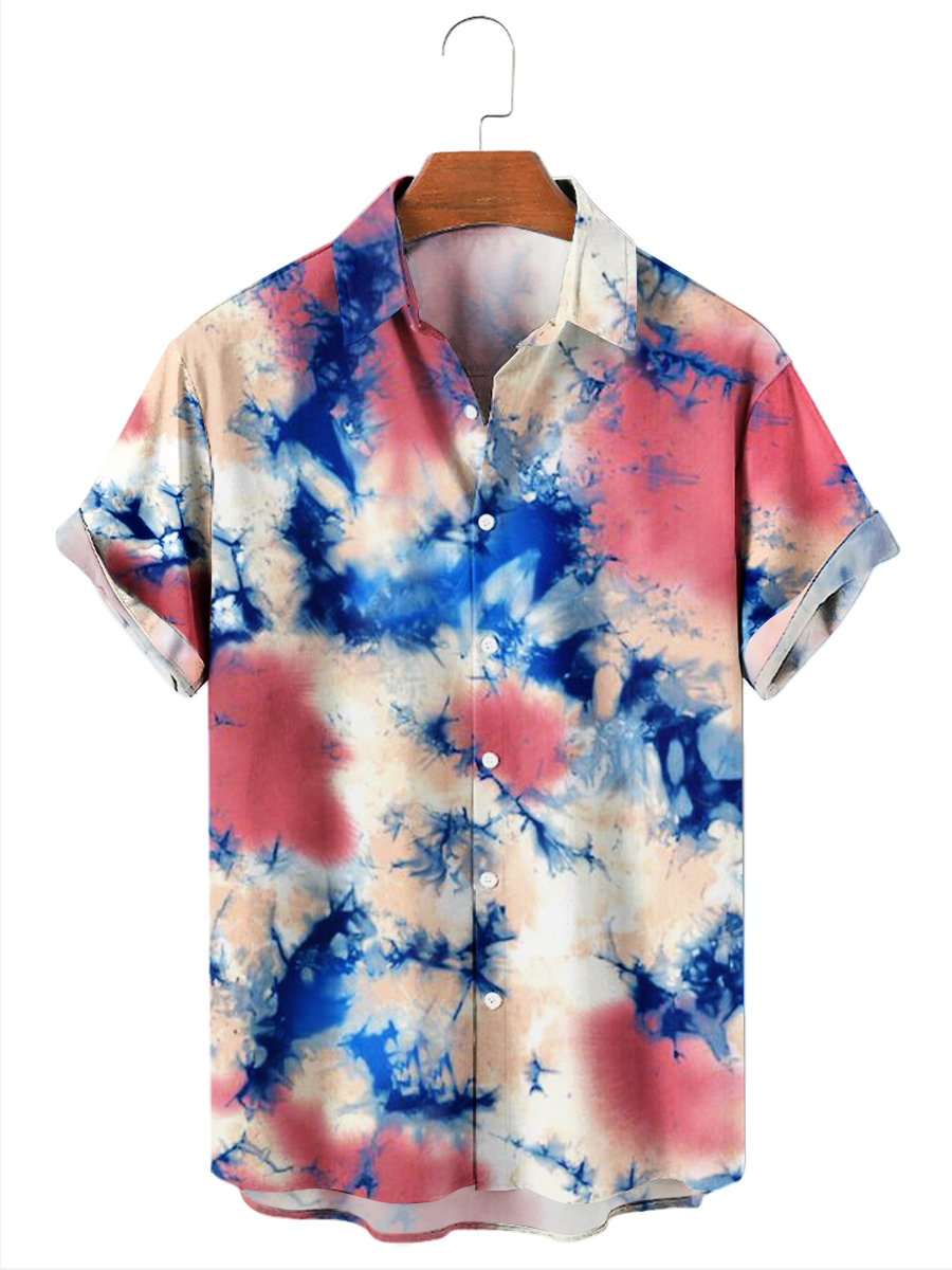 Hawaiian Shirts Tie-dye Art Print Easy Care Aloha Shirts