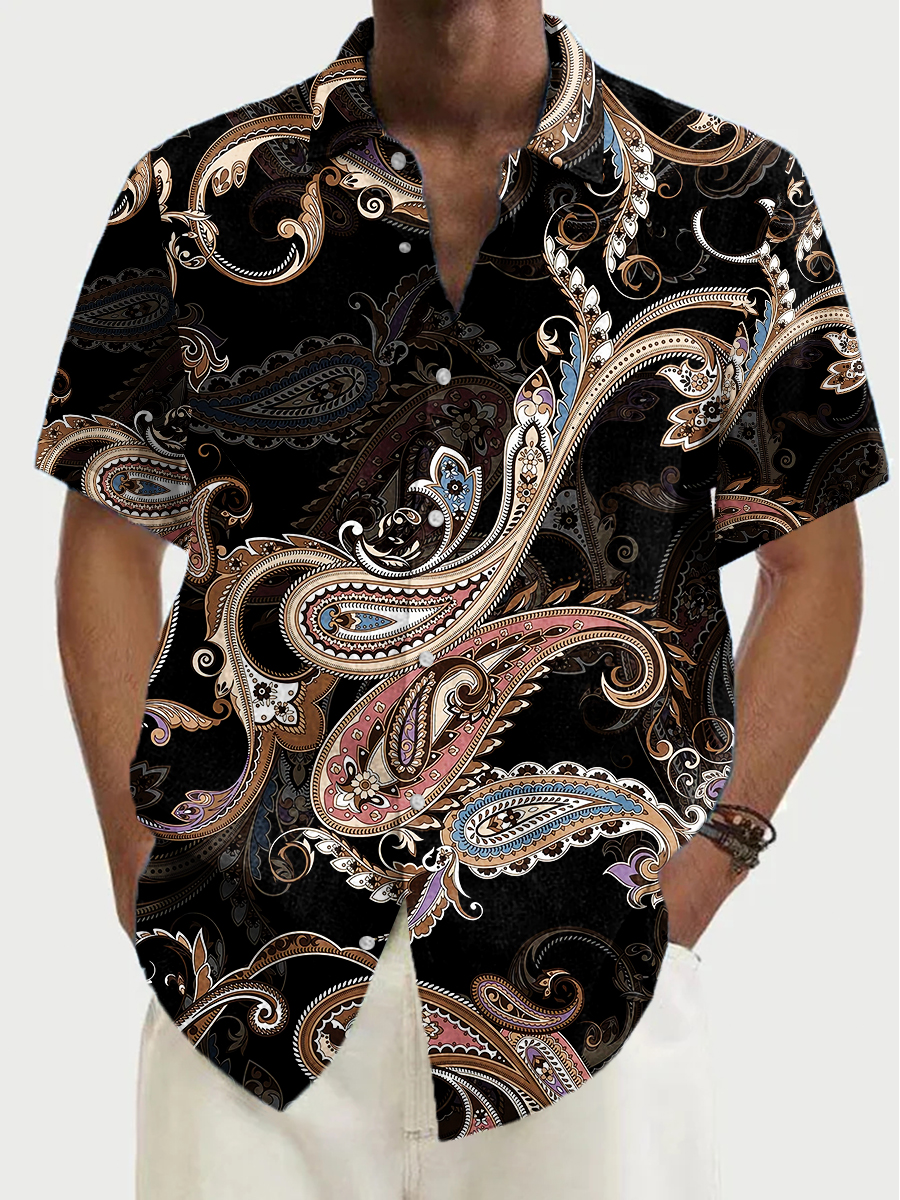 Art Paisley Pattern Print Short Sleeve Hawaiian Shirt