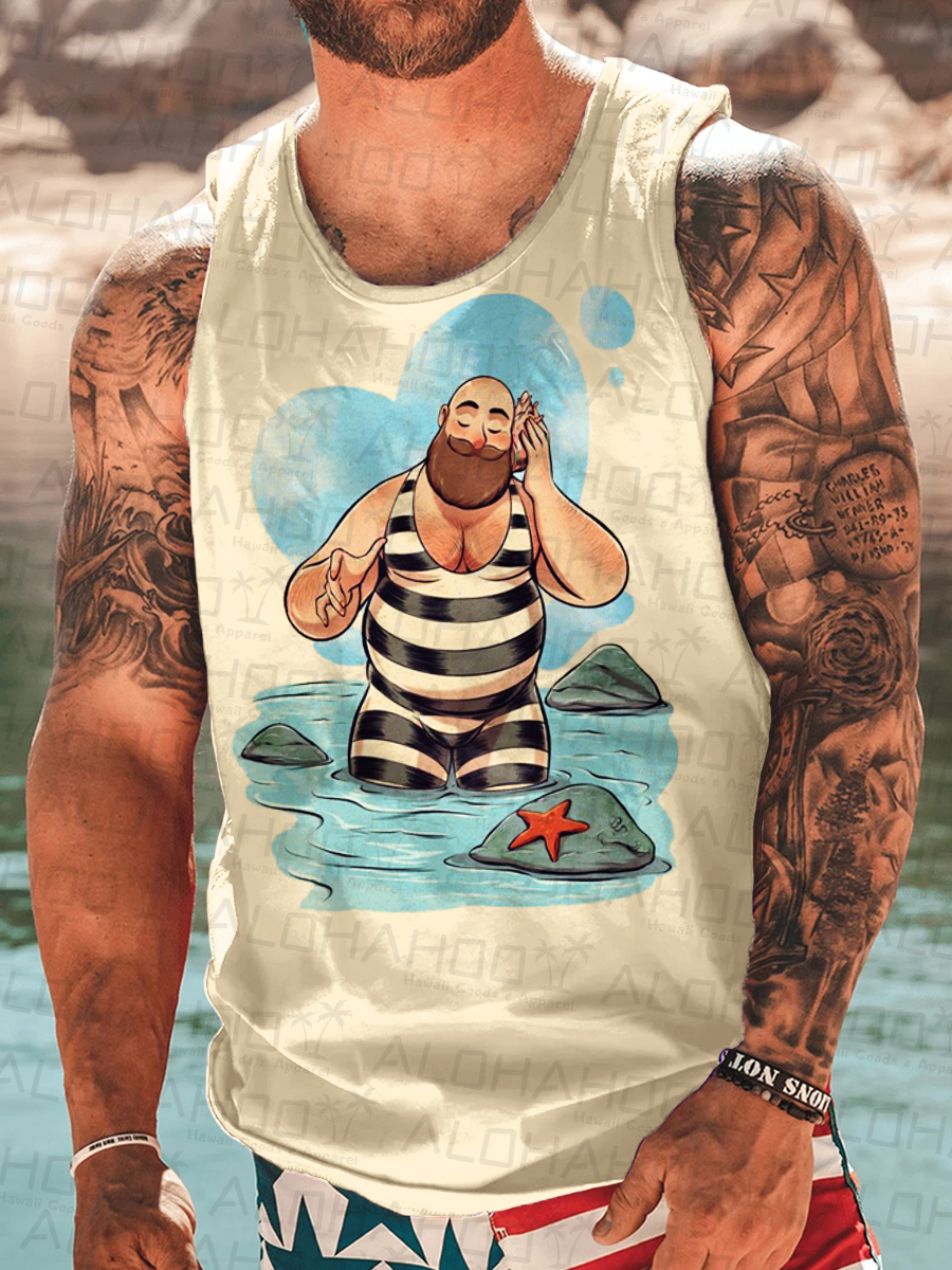 Men's Tank Top Pride Mermaid Print Crew Neck Tank T-Shirt Muscle Tee