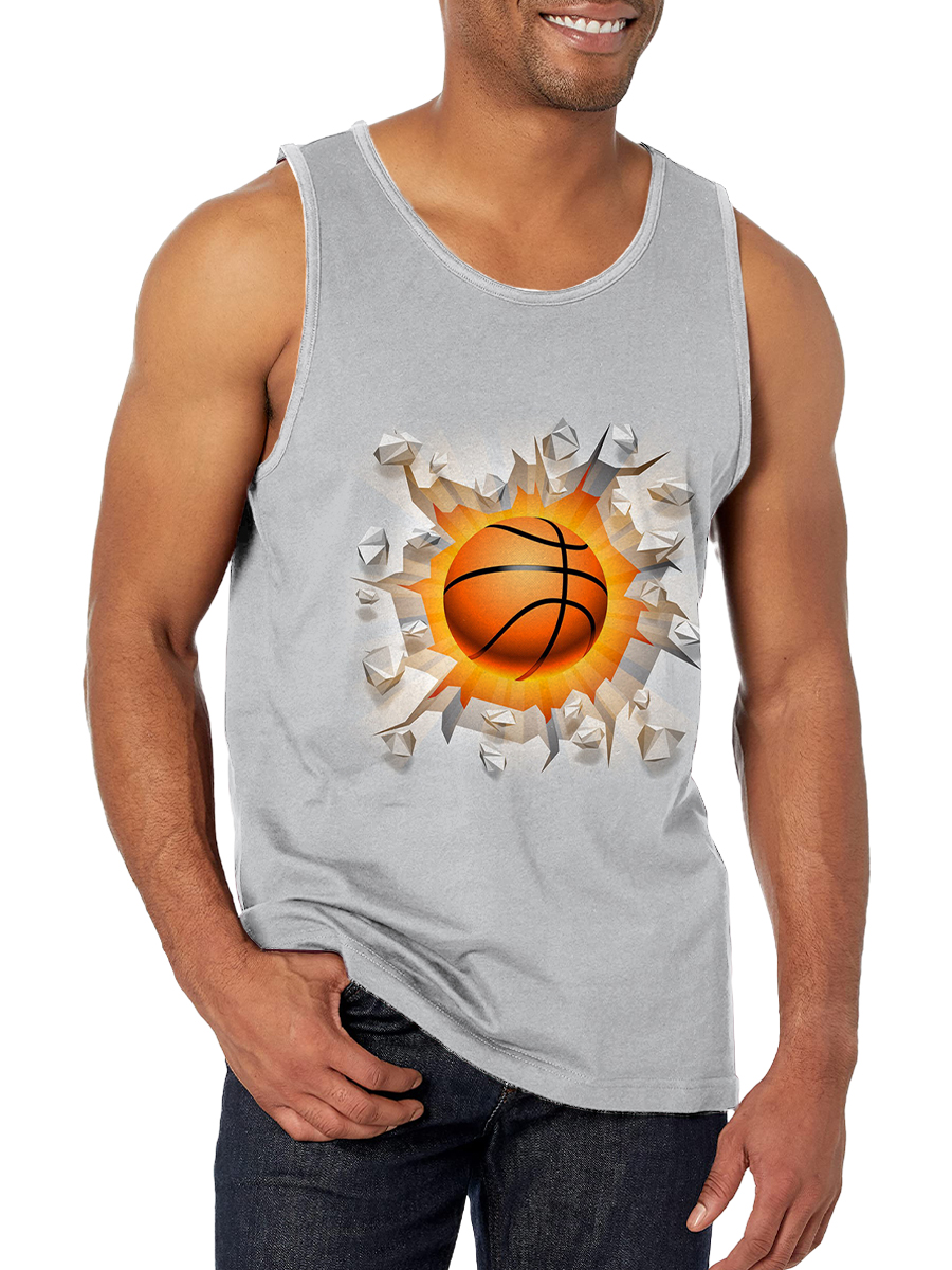 Men's Tank Top Basketball Print Crew Neck Tank T-Shirt