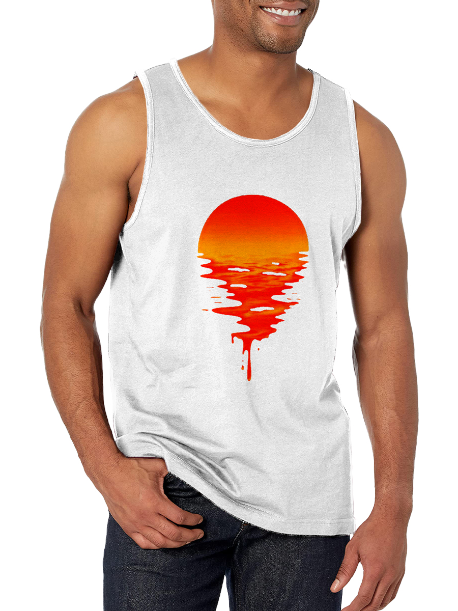 Men's Tank Top Art Sunset Print Crew Neck Tank T-Shirt