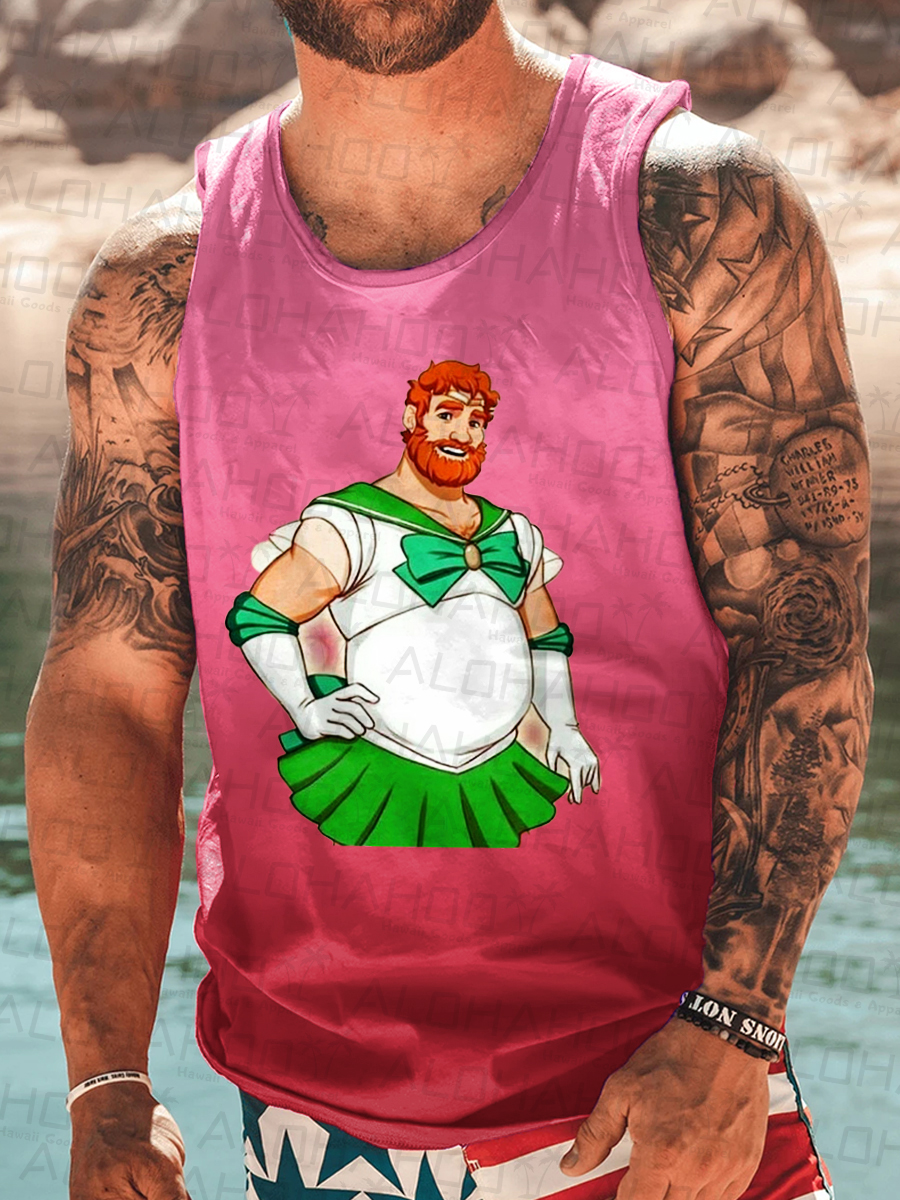 Men's Tank Top Fun And Sexy Loli Bear Print Crew Neck Tank T-Shirt Muscle Tee