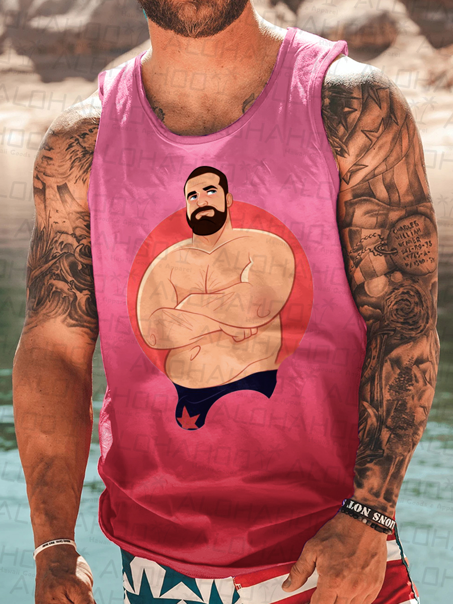 Men's Tank Top Fun And Sexy Print Crew Neck Tank T-Shirt Muscle Tee