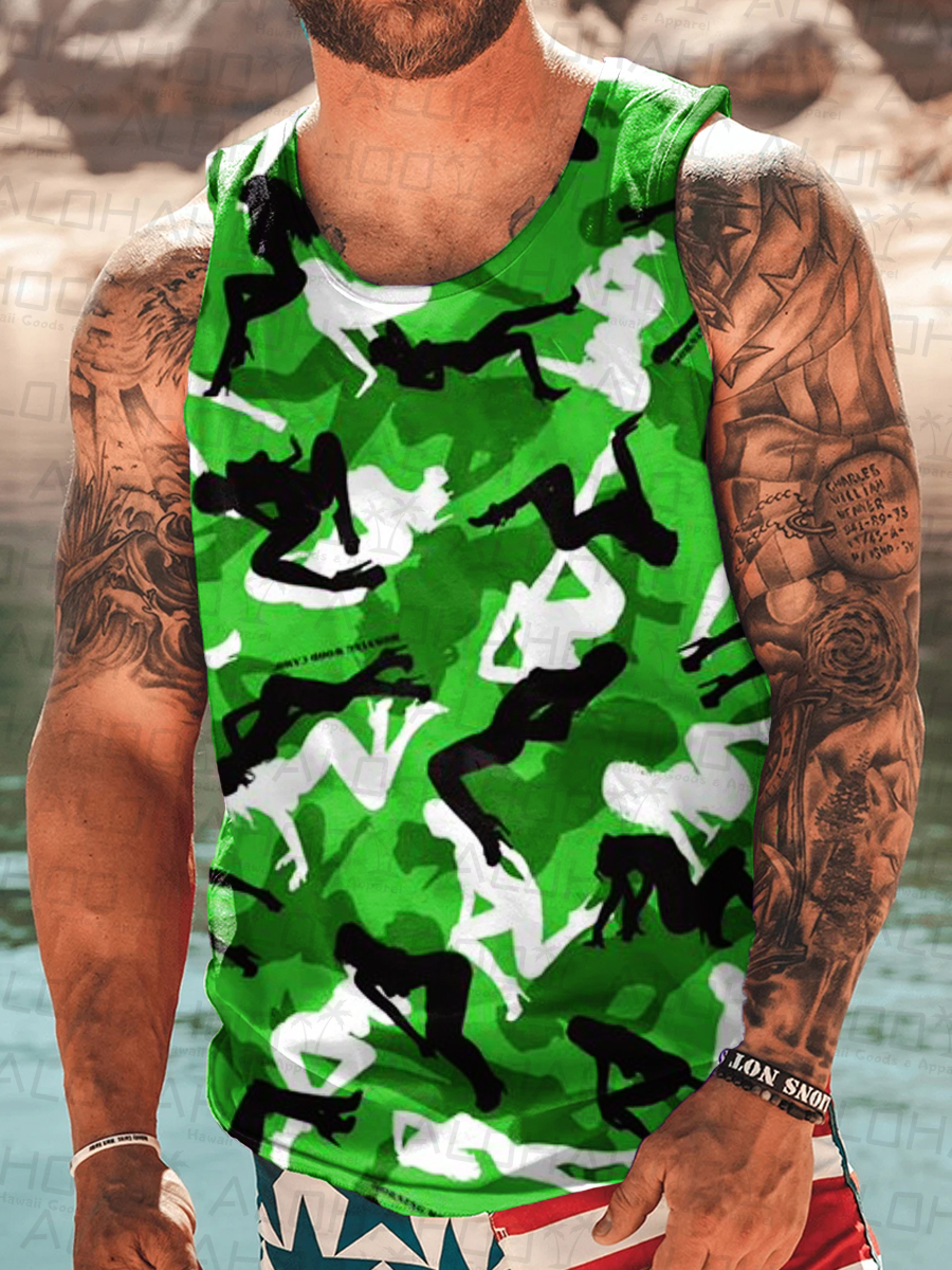 Men's Camouflage Beauty Print Tank Top Muscle Tee