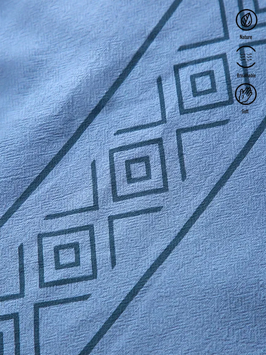 Men's Cotton-Linen Shirts Casual Stripes Lightweight Hawaiian Shirts