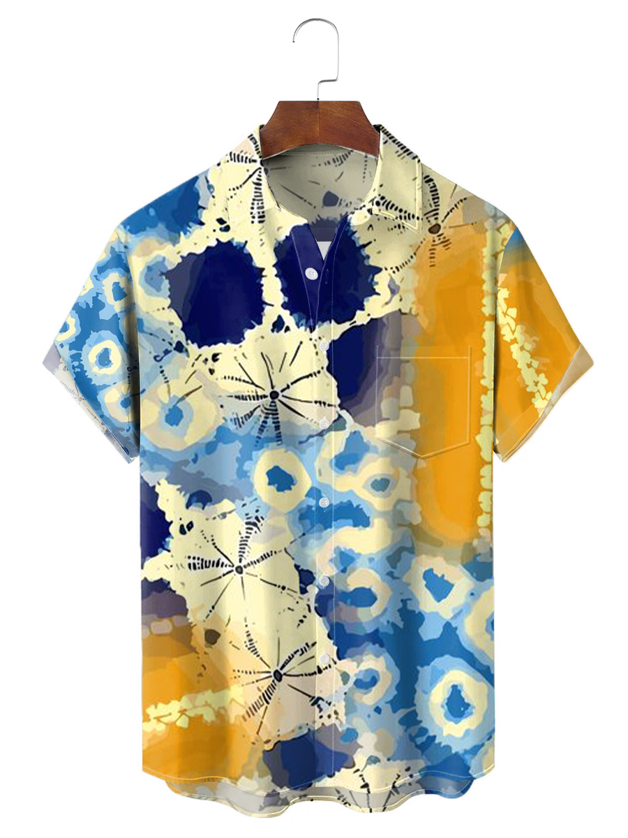 Men's Hawaiian Shirts Colorblock Patchwork Print Aloha Shirts