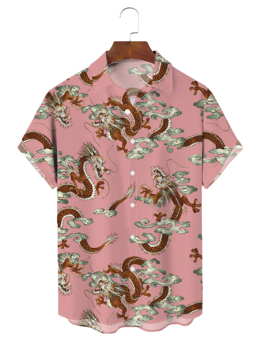 Art Japanese Dragon Print Hawaiian Shirts