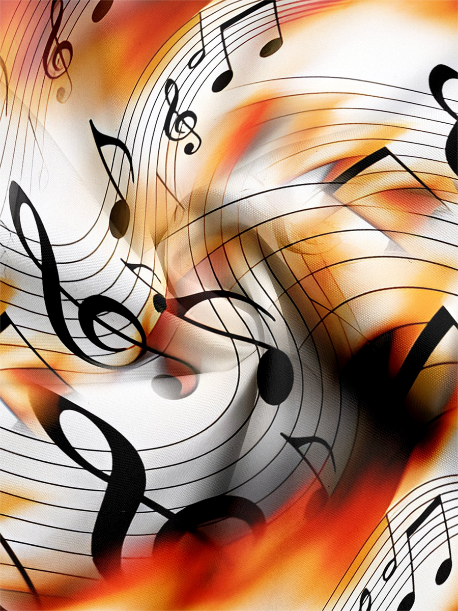 Moisture-Wicking Note Lines Chest Pocket Hawaiian Shirt