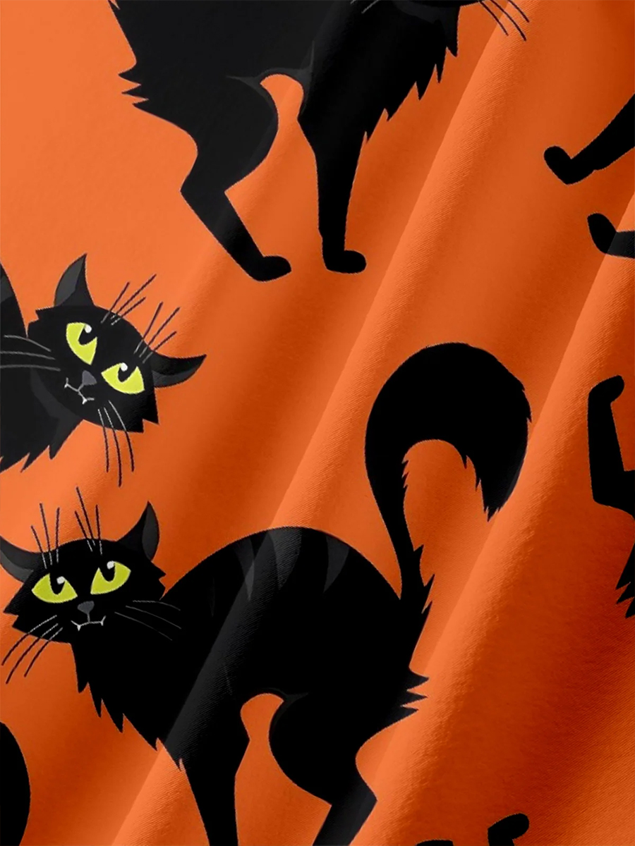 Men's Hawaiian Shirt Art Cats Print Button Down Pocket Shirt