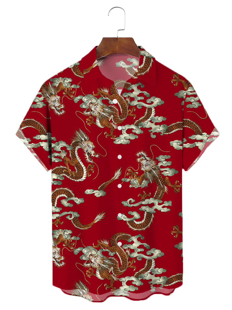 Art Japanese Dragon Print Hawaiian Shirts