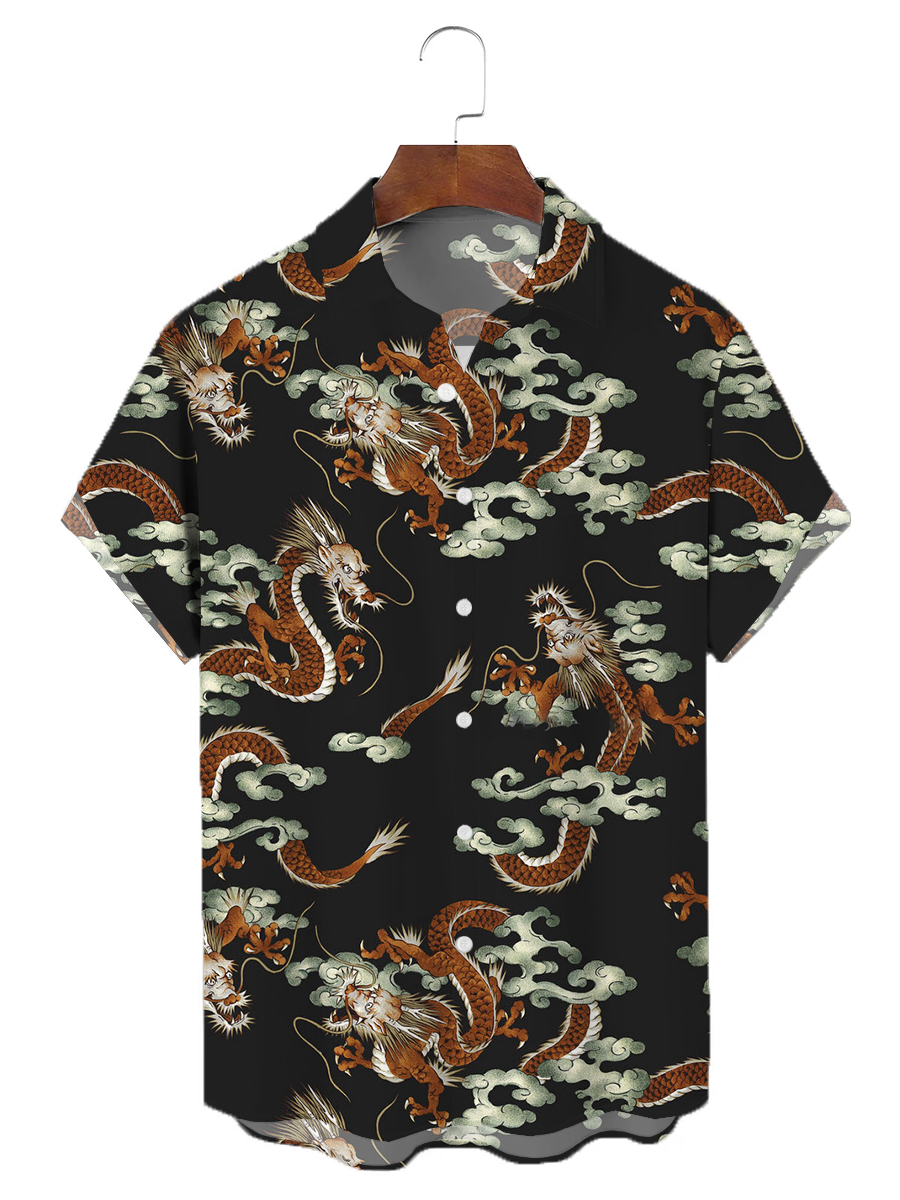 Art Japanese Dragon Print Hawaiian Shirts