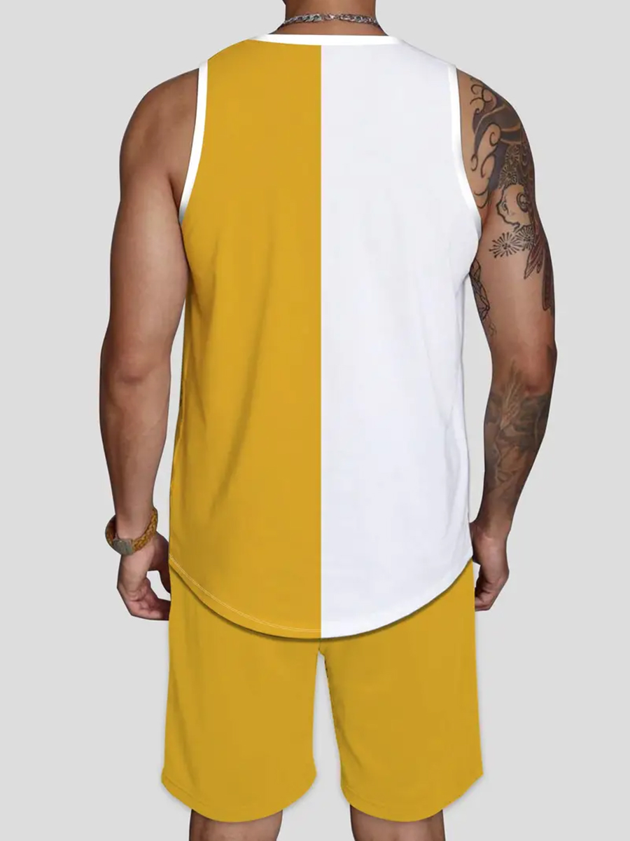 Men's Sets Art Poker Pattern Two-Piece Tank Top Shorts Set