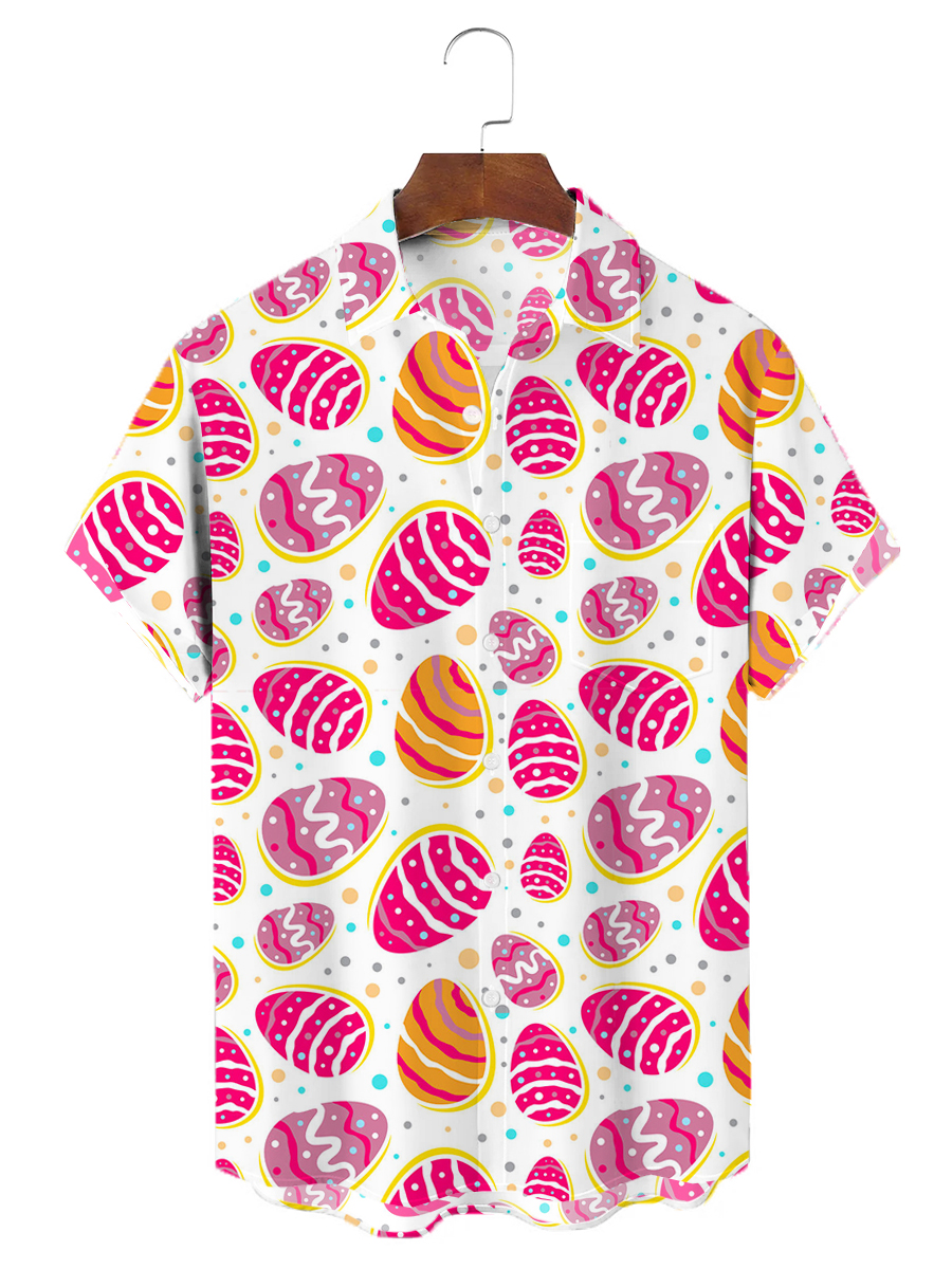 Men's Hawaiian Shirts Easter Eggs Print Aloha Shirts