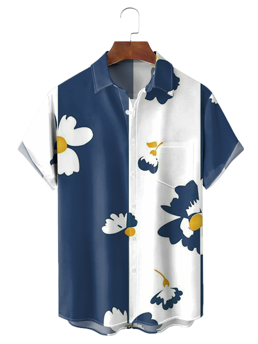 Men's Hawaiian Shirts Stripes And Floral Print Aloha Shirts