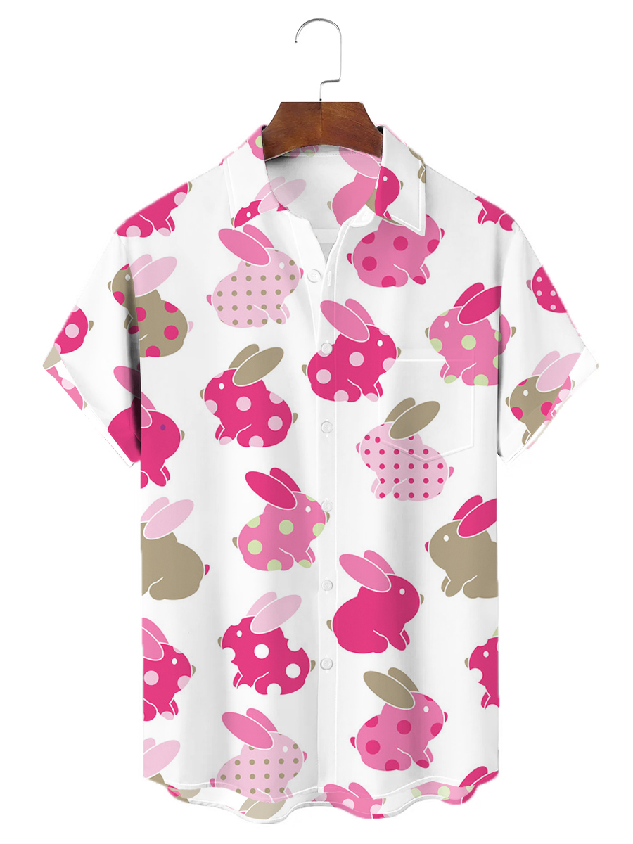 Men's Hawaiian Shirts Easter Rabbit Print Aloha Shirts