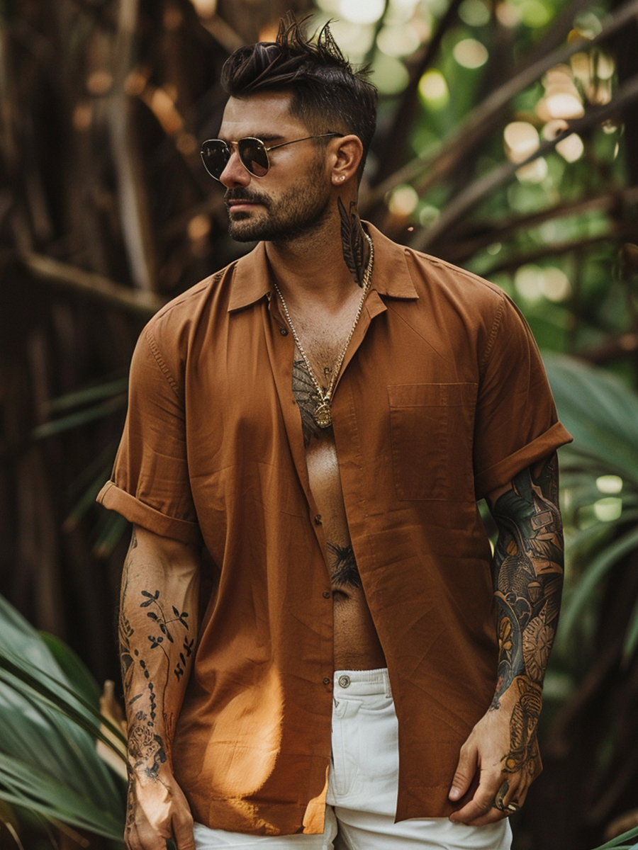 Men's Shirt Casual Vacation Oversized Short Sleeve Shirt