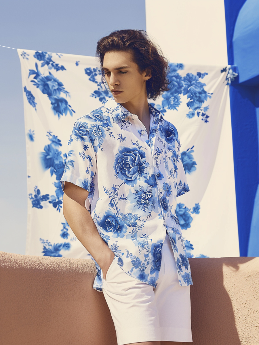 Men's Hawaiian Shirt Floral Print Short Sleeve Shirt