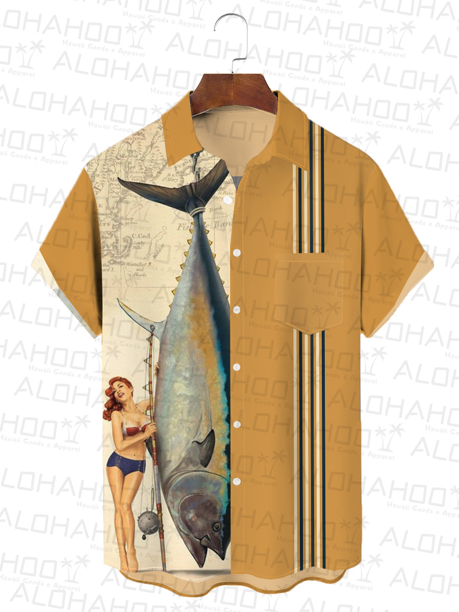 Ocean Creative World Tuna Day Chest Pocket Hawaiian Shirt