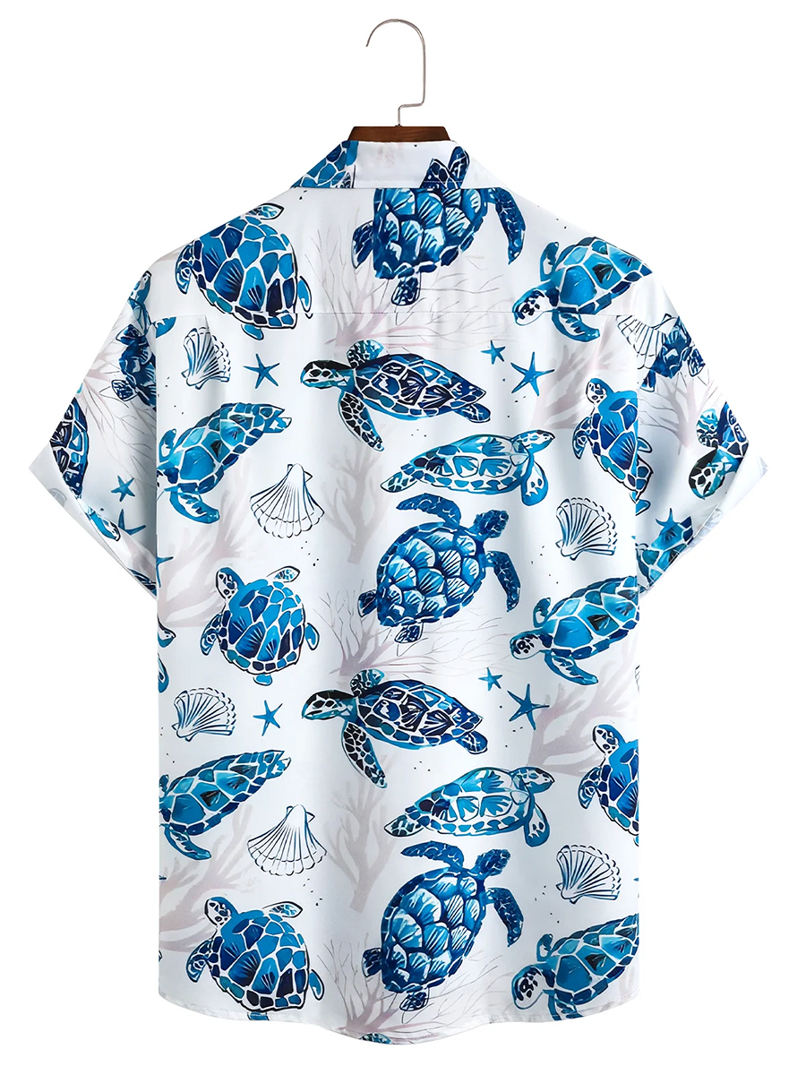 Sea Turtle Chest Pocket Hawaiian Shirt