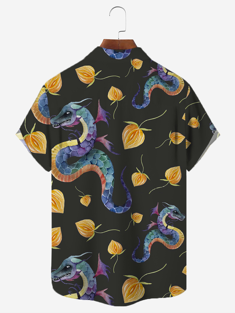 Dragon Print Short Sleeves Hawaiian Shirts