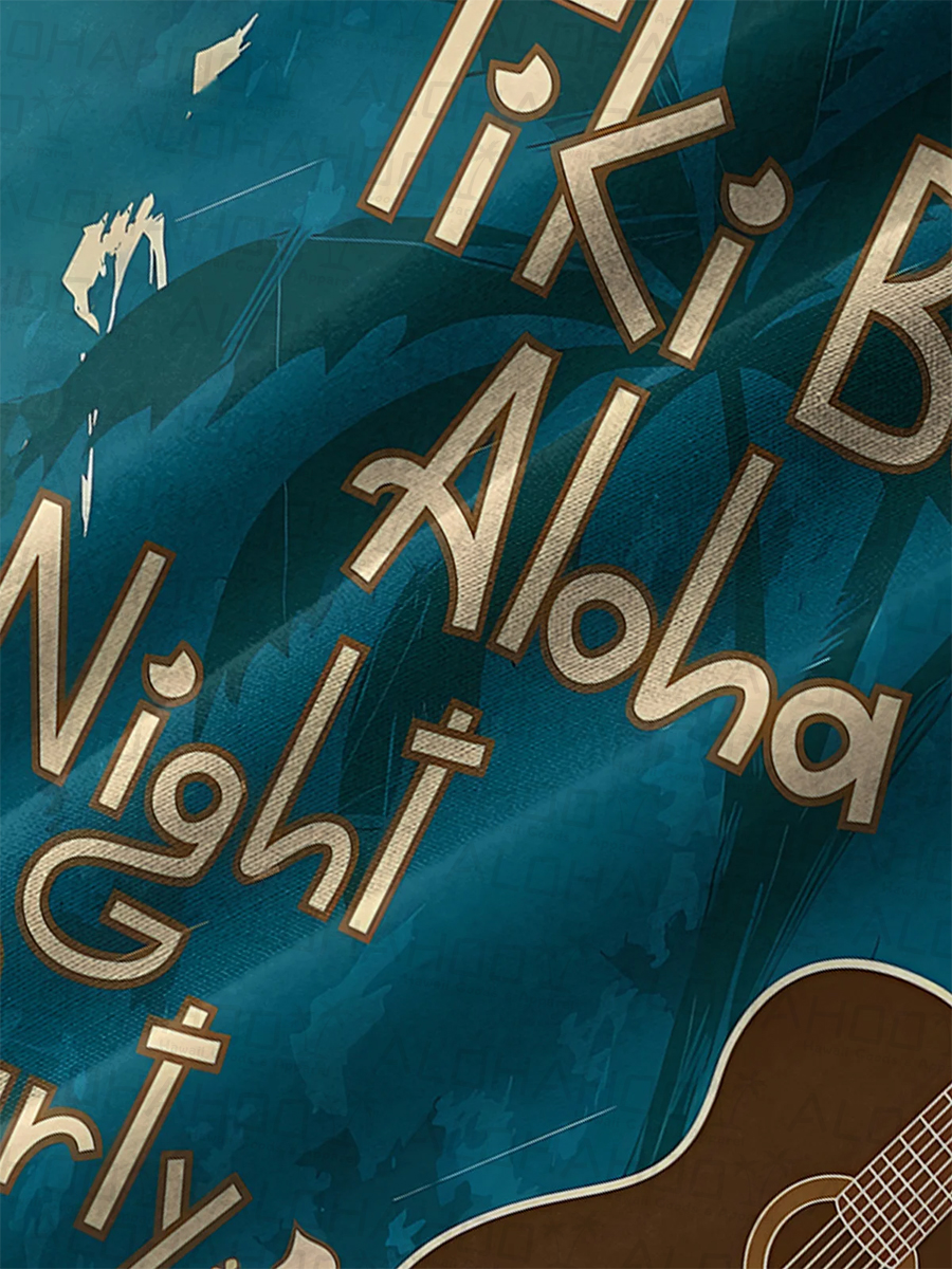 Vacation Tiki Bar Aloha Night Party Chest Pocket Hawaiian Shirt