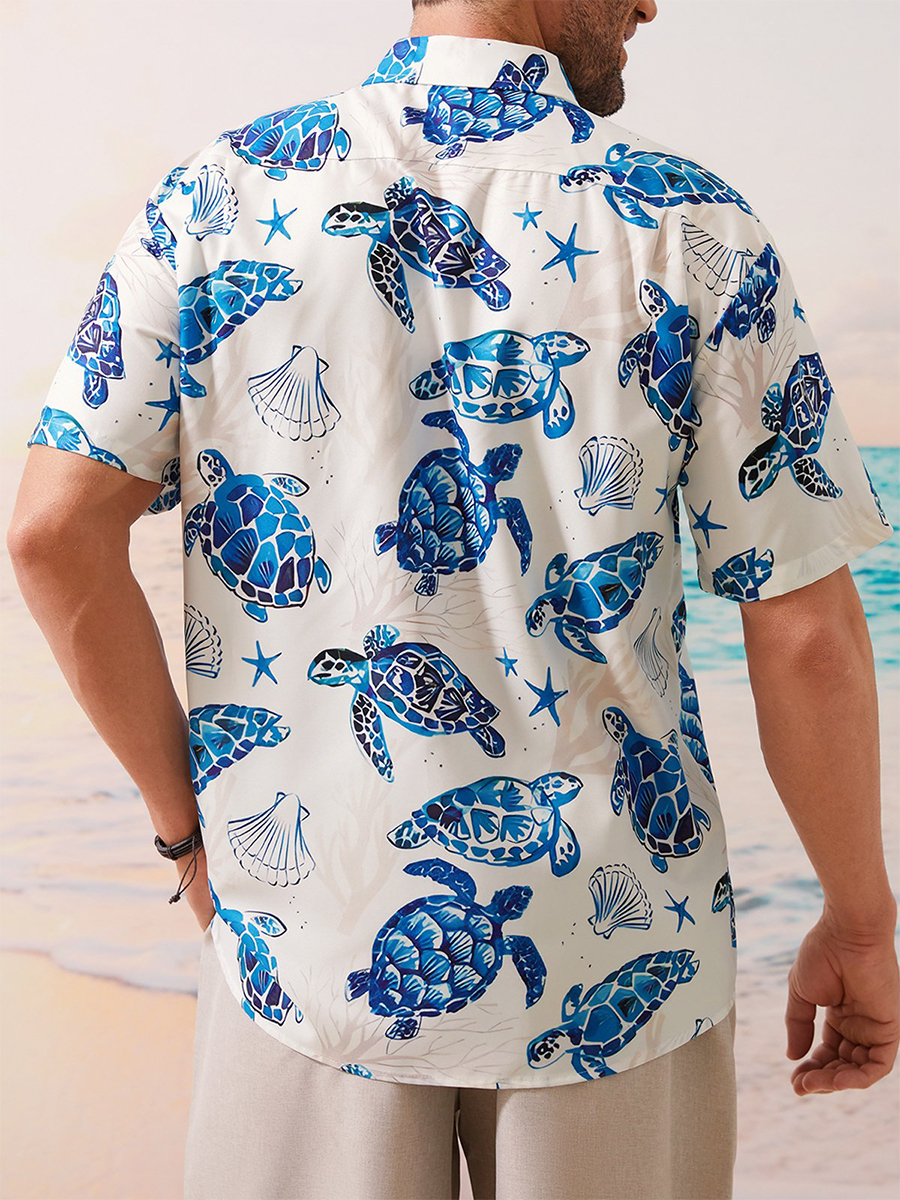 Sea Turtle Chest Pocket Hawaiian Shirt