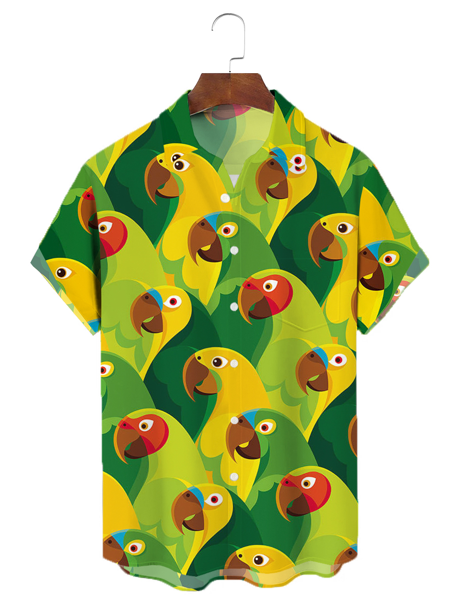 Parrot Chest Pocket Short Sleeve Shirt