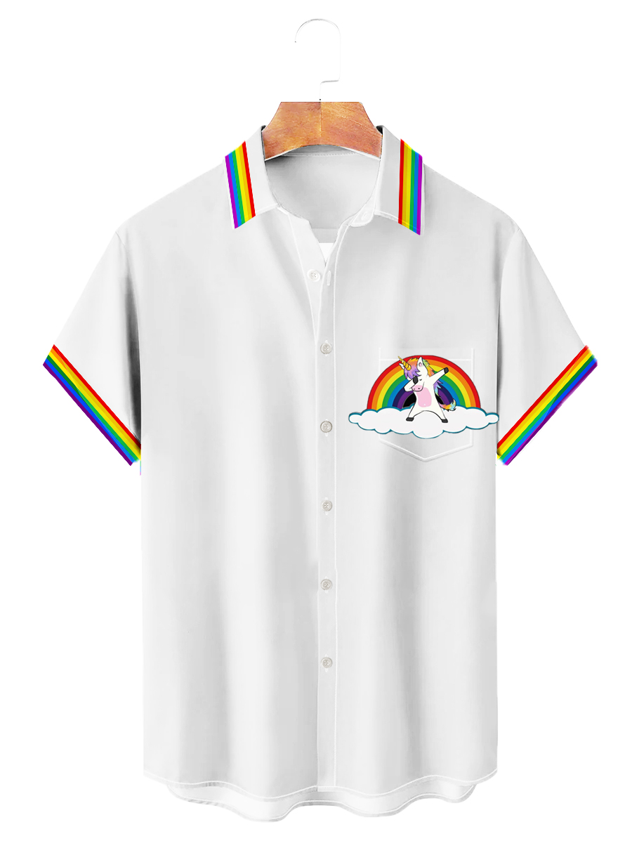 Men's Hawaiian Shirt Pride Unicorn Print Shirt