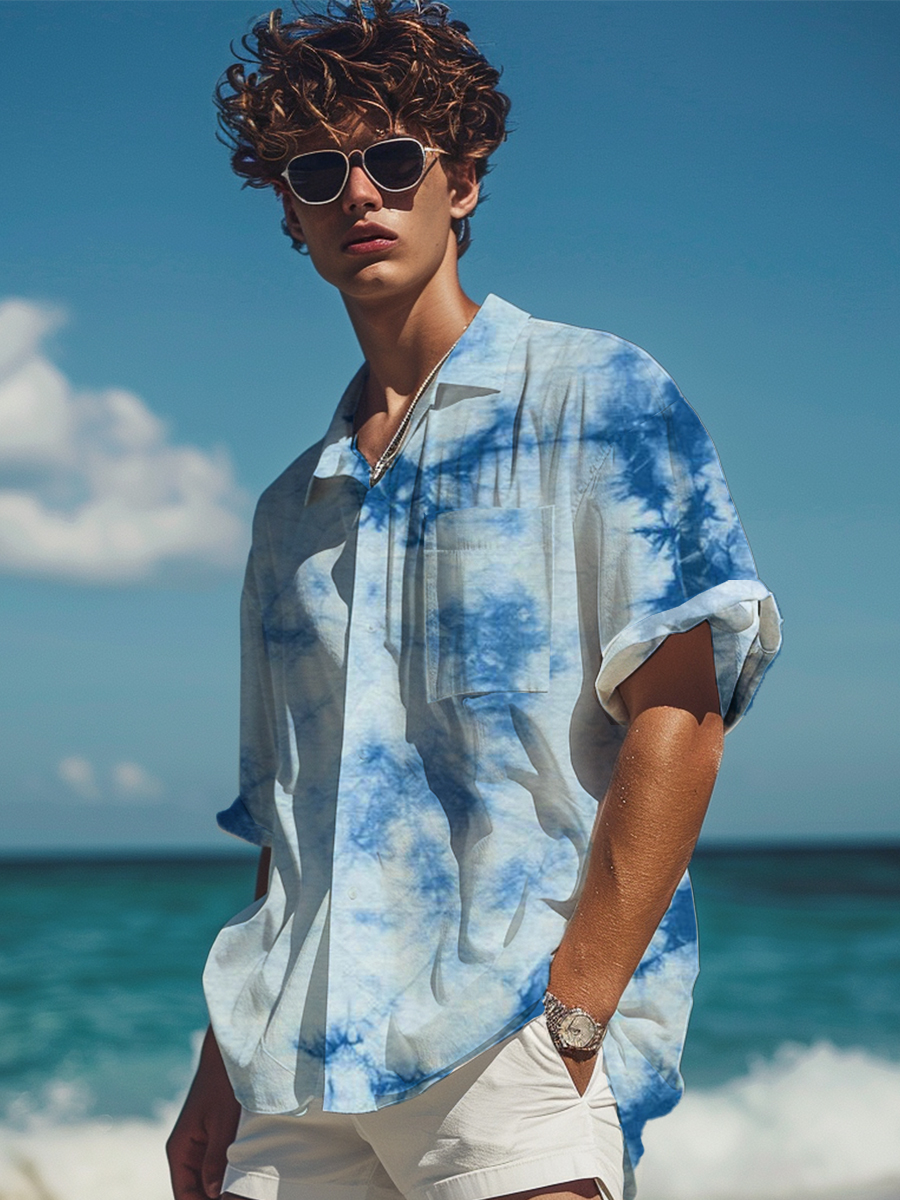 Men's Hawaiian Shirt Tie-dye Print Short Sleeve Shirt