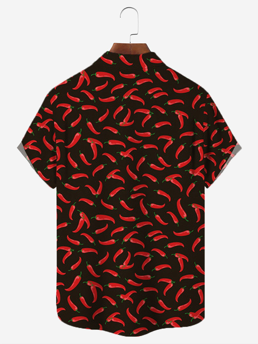 Cinco De Mayo Chili Chest Pocket Short Sleeve Casual Shirt