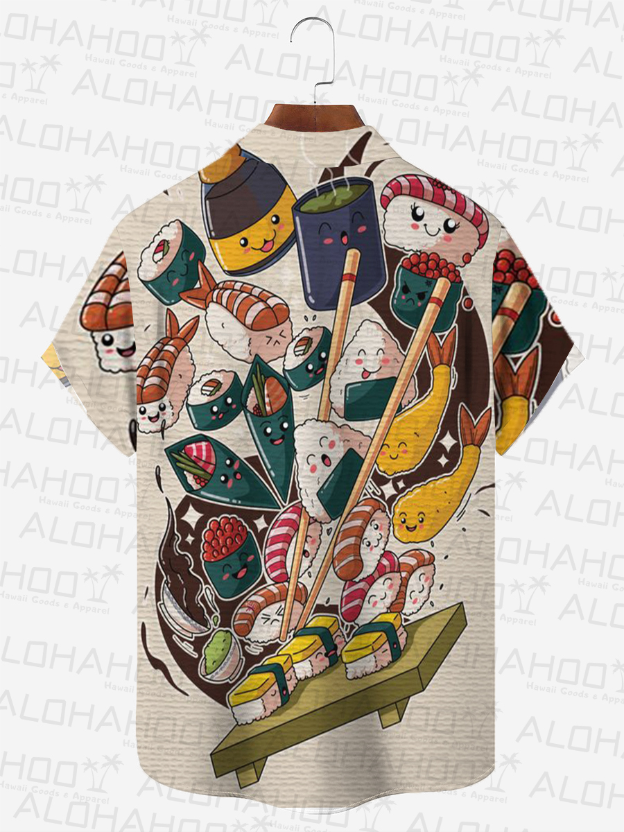 Japanese Sushi Chest Pocket Hawaiian Shirt