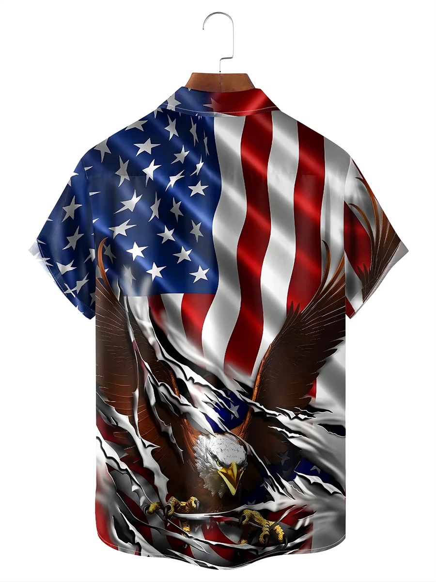 Independence Day Celebrate Chest Pocket Hawaiian Shirt