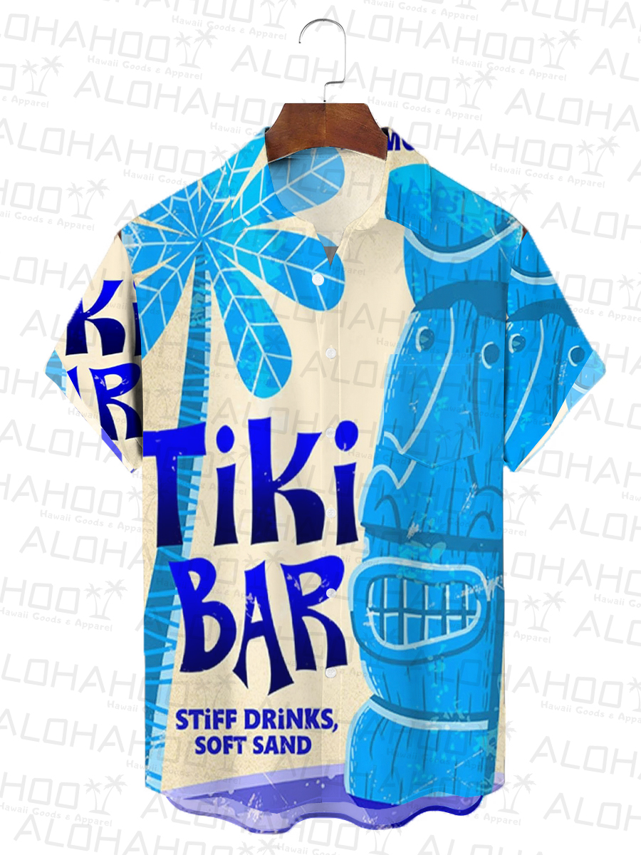 Vacation Tiki Bar Chest Pocket Hawaiian Shirt