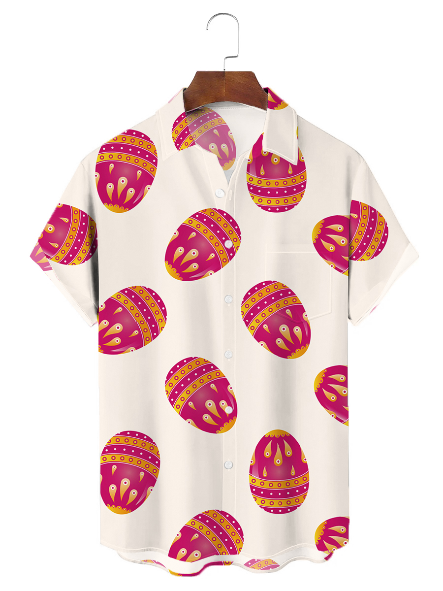 Men's Hawaiian Shirts Easter Egg Print Aloha Shirts