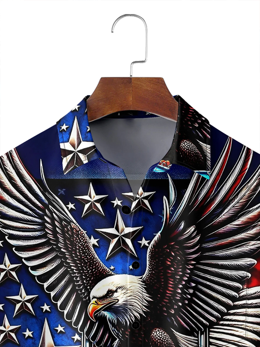 Independence Day Angle With Car Chest Pocket Hawaiian Shirt